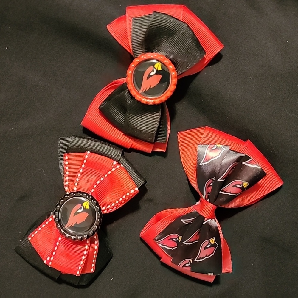 Set Of 3 New Handmade  Arizona Cardinals Football Hair Clips